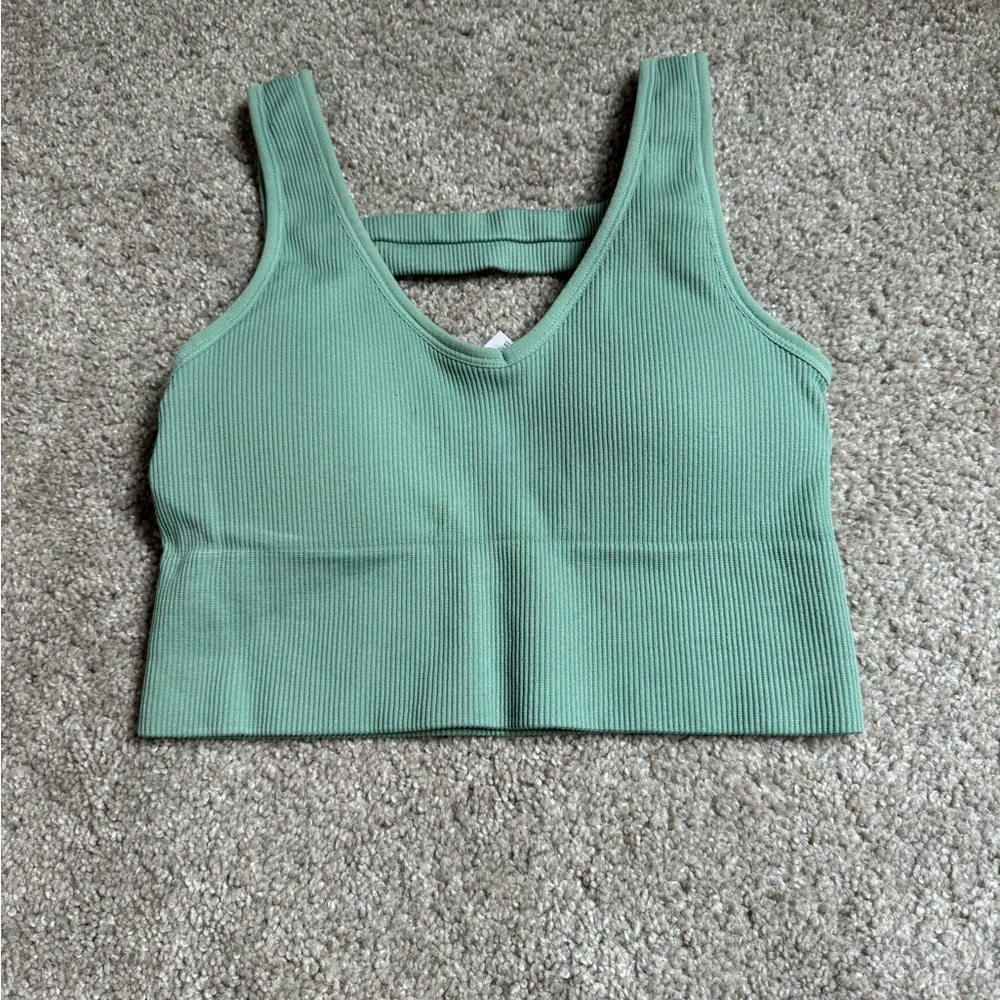 Sage Green Ribbed Crop Top